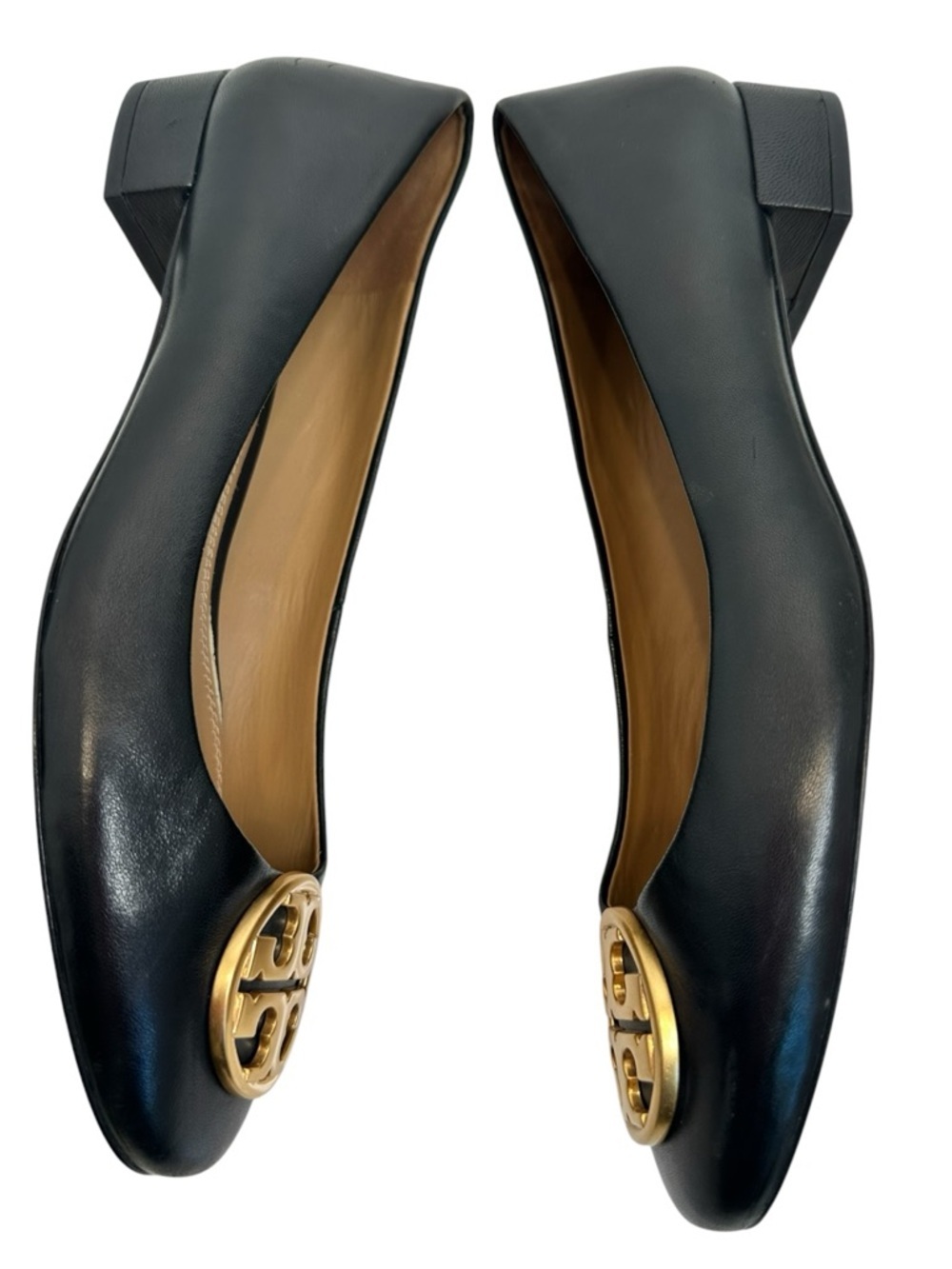 TORY BURCH Black Chelsea 25mm Ballet Flat Logo Heel Size 9 $268 Old Money - Picture 6 of 11